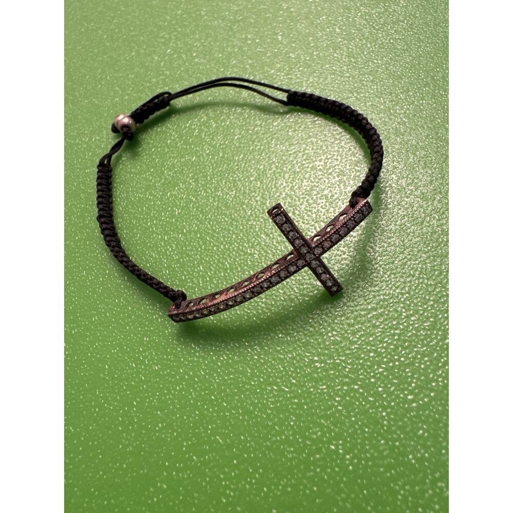 Cross Tie Bracelet Rose Gold Costume Jewelry Religious Goth